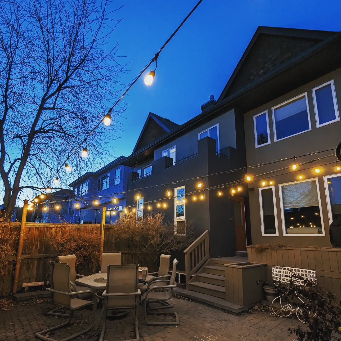 100ft LED string light installation